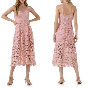 Endless Rose Lace Midi Dress - Blush Pink - Medium (NWT)